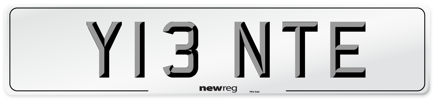 Y13 NTE Number Plate from New Reg